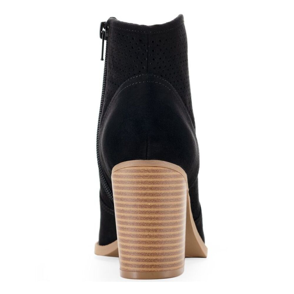 SUN STONE Womens Black Almond Toe Block Heel Zip-Up Dress Booties 10 - Picture 3 of 4